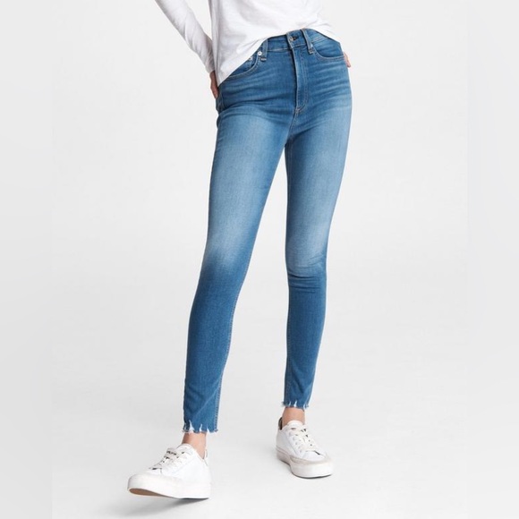 rag & bone Denim - Rag Bone Nina High-Rise Skinny - Flint Slim Fit Ankle Mid Indigo Jean